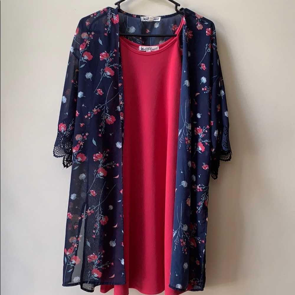 Wallflower Juniors Pink Dress and Kimono